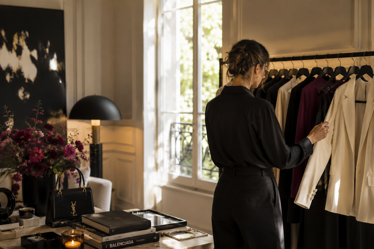 Une femme découvre une sélection de vêtements personnalisée